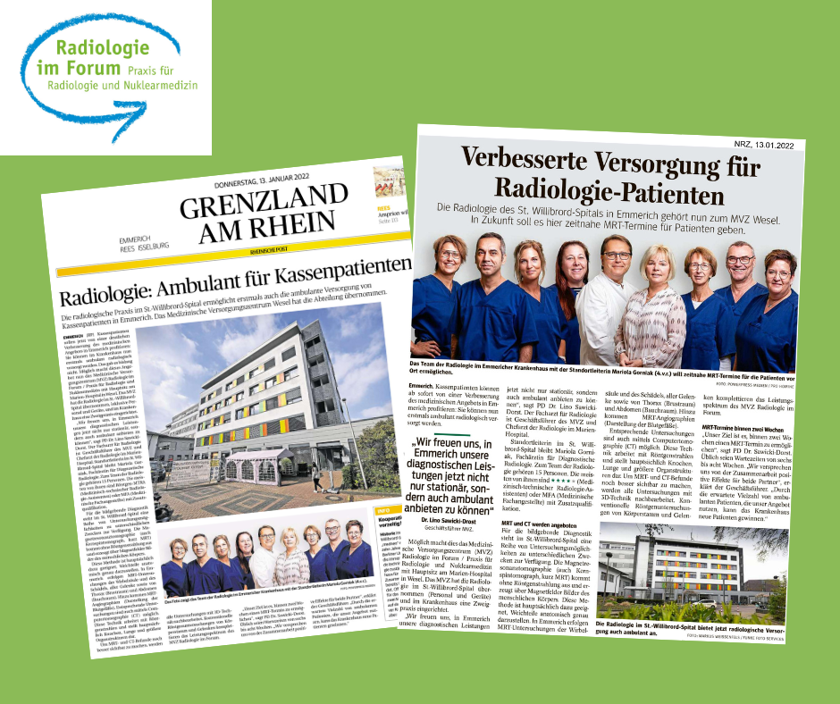 Mehr über den Artikel erfahren NRZ und RP berichten über Radiologie im St. Willibrord-Spital